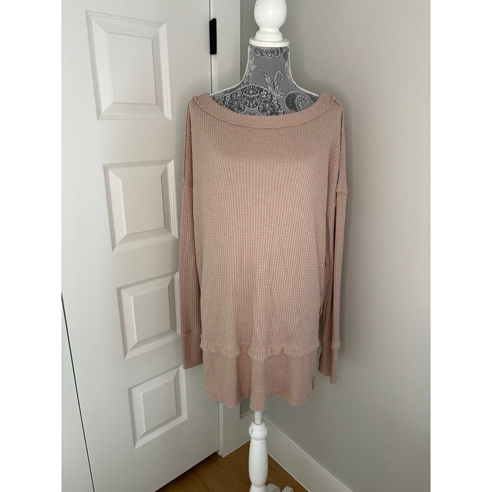 We The Free Brushed Up Thermal Top Medium Light Beige Boho Cozy Free People